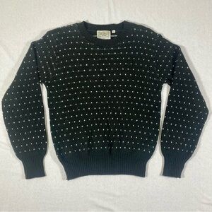 VTG Black and White Polka Dot Crew Neck pullover Sweater Size M